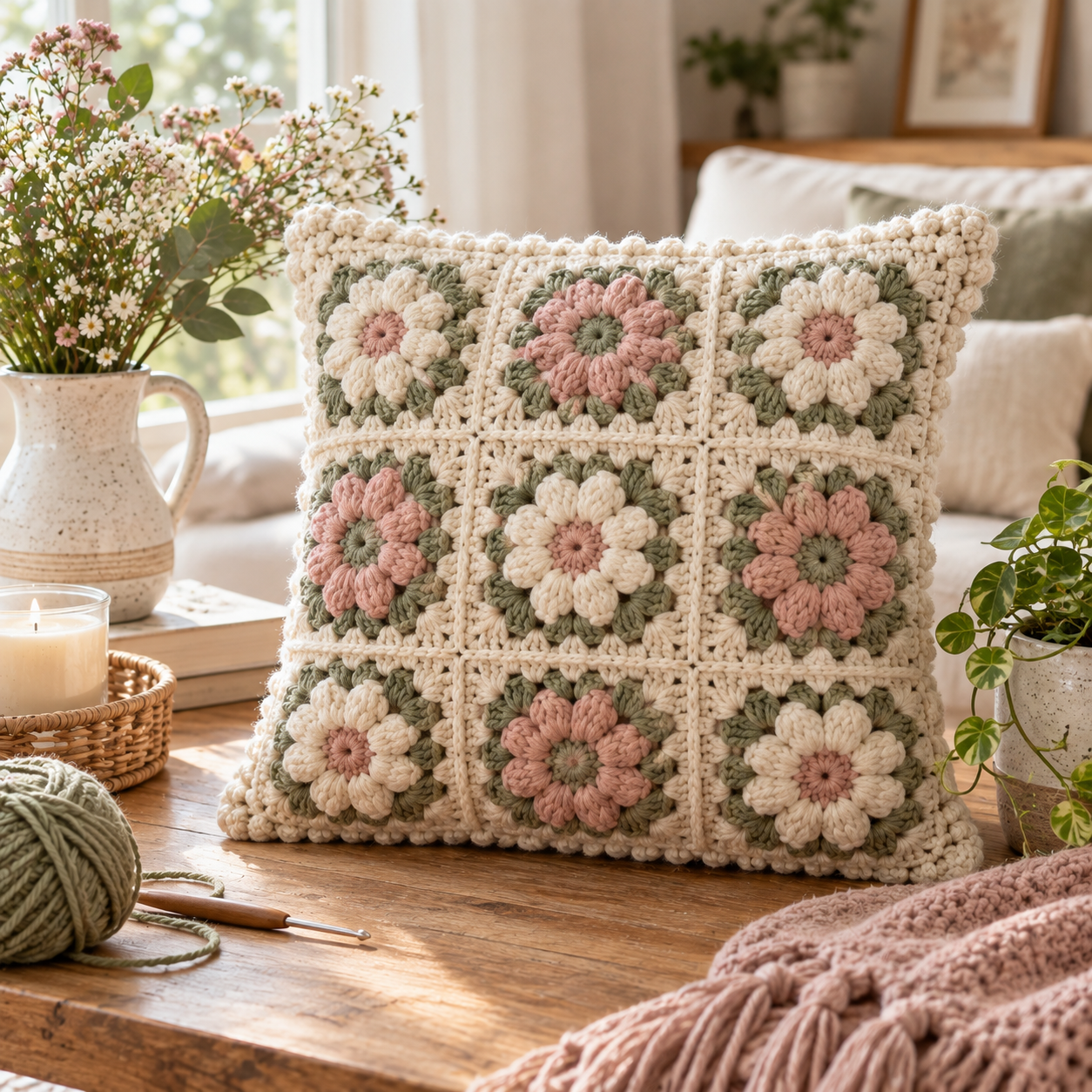 Cozy handmade crochet home decor